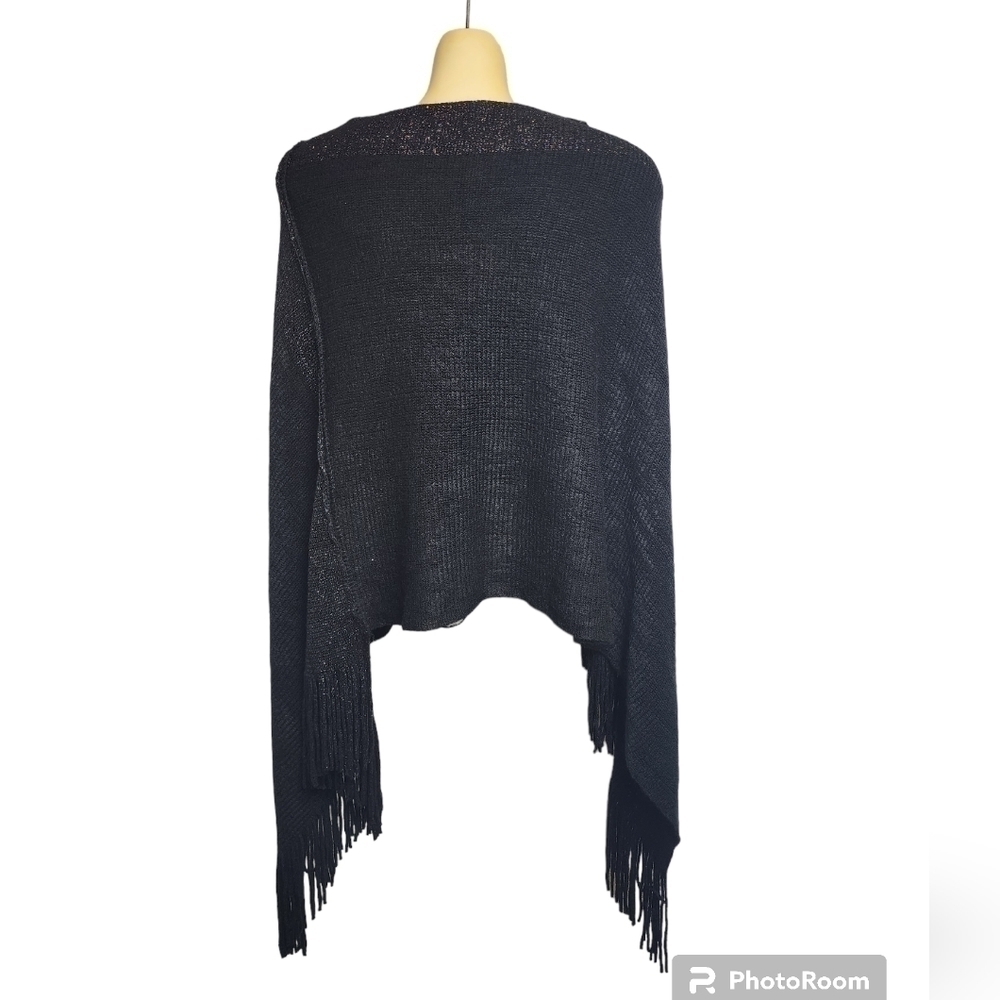 PLUS SIZE Black Knitted Sweater Poncho​ - Picture 5 of 8
